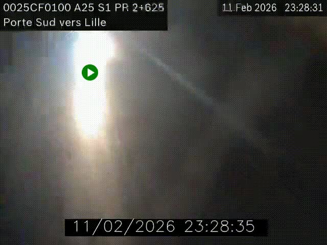 Webcam autoroute A25 sur le périphérique de Lille à hauteur de Lille-Sud et la sortie 3 Faches-Thumesnil. Vue orientée vers Lille-Centre.