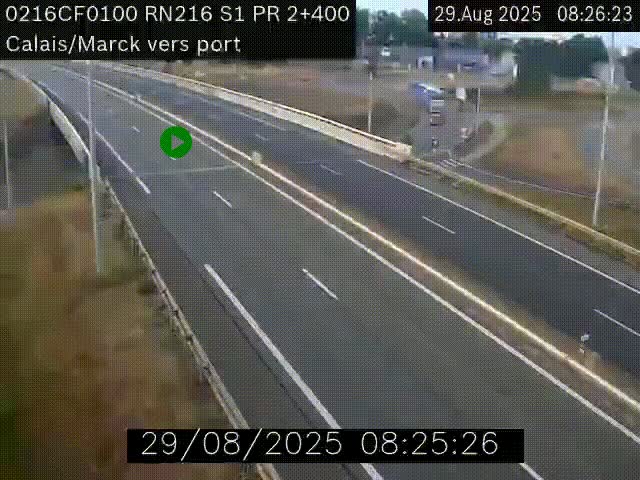 Webcam à Calais sur A216 (N216) en direction du port (harbour) de Calais.