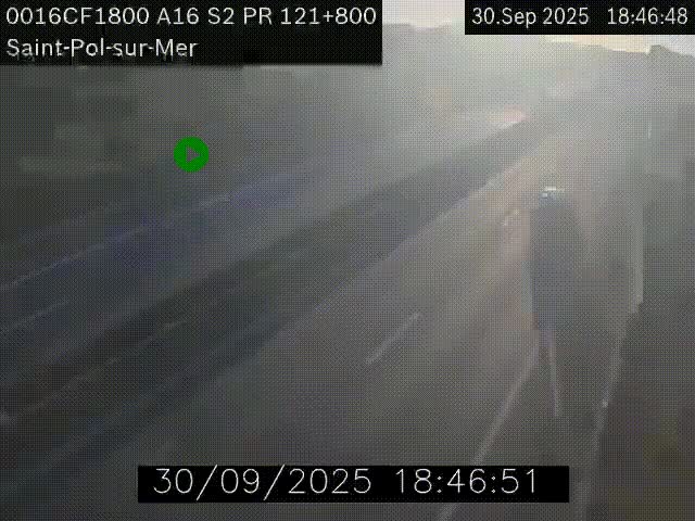 Webcam autoroute A16 à proximité de Dunkerque, à hauteur de la sortie Saint-Pol-sur-Mer. Vue orientée vers Calais