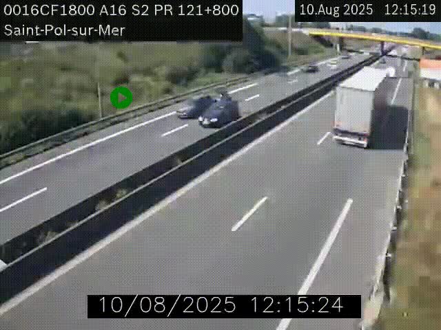 Webcam autoroute A16 à proximité de Dunkerque, à hauteur de la sortie Saint-Pol-sur-Mer. Vue orientée vers Calais