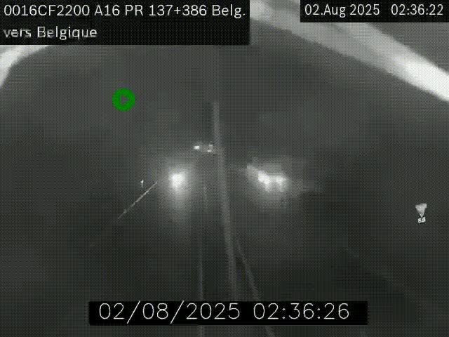 Webcam à la frontière franco-belge au niveau de Bray-Dunes/De-Panne sur l'autoroute A16. Vue orientée vers la Belgique