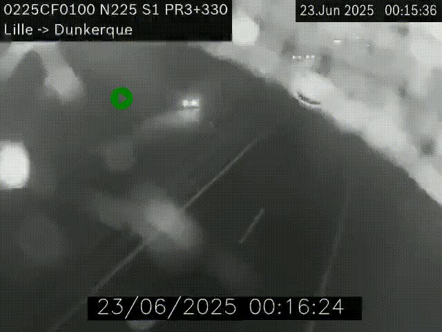 Webcam autoroute A25 (N225) à hauteur de Bergues (Bierne). Vue orientée vers Dunkerque.