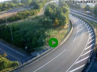 Caméra autoroute à la jonction entre l'A7 et la D301 (Boulevard urbain Sud de Lyon) à Feyzin, au sud de Lyon. Vue orientée vers Mions