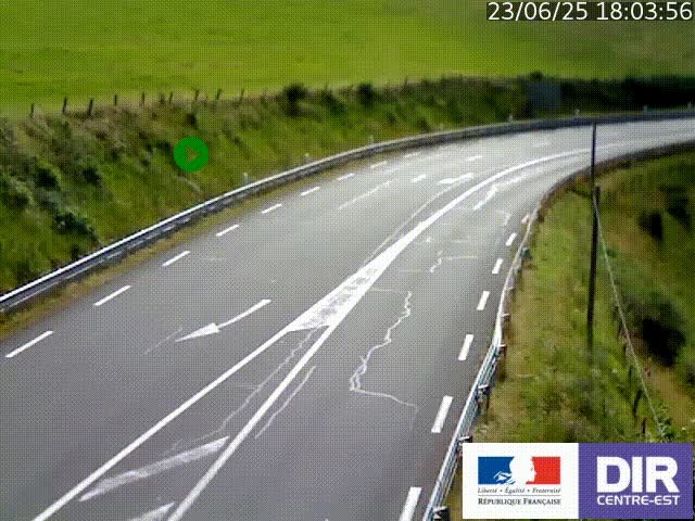Webcam sur le col Pin Bouchain, vue orientée vers Roanne, en provenance de Lyon sur la nationale 7 (N7)