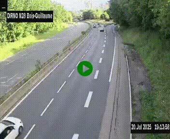 Webcam routière à hauteur de Bois-Guillaume en périphérie de Rouen. Vue orientée vers Rouen
