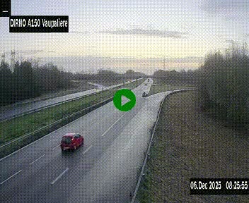 Webcam autoroute A150 à hauteur de La Vaupalière en périphérie de Rouen. Vue orientée vers Rouen