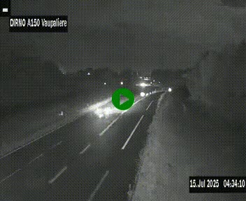 Webcam autoroute A150 à hauteur de La Vaupalière en périphérie de Rouen. Vue orientée vers Rouen