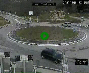 Webcam au nord d'Ax-les-Thermes au niveau de l'aire de chaînage de la N20. Vue orientée vers les Pyrénées, en direction de Pas de la Case