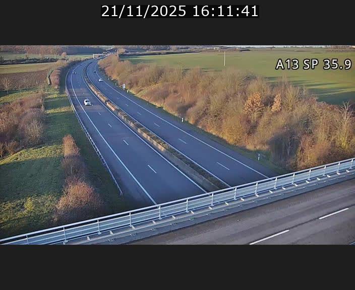 Webcam trafic sur A13 à l'entrée ouest du tunnel Markusbierg à Remerschen. Vue orientée vers Mondorf-les-Bains.