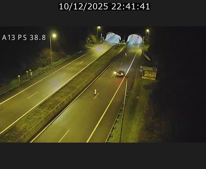 Webcam autoroute A13 à l'entrée ouest du tunnel Markusbierg à Schengen. Vue orientée vers Mondorf-les-Bains