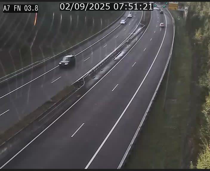 Caméra autoroute Luxembourg A7 - Passage à gibier Rëngelbour - direction Tunnel Stafelter
