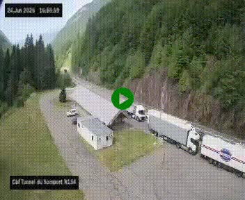 Webcam à l'entrée du tunnel du Somport, côté français, sur la N134, dans les Pyrénées, en direction de l'Espagne, à 1116 mètres d'altitude