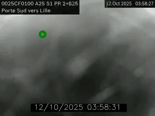 Webcam autoroute A25 sur le périphérique de Lille à hauteur de Lille-Sud et la sortie 3 Faches-Thumesnil. Vue orientée vers Lille-Centre.
