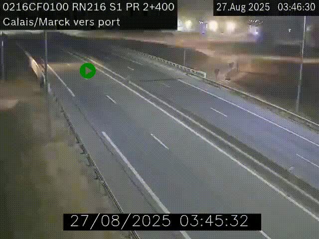 Webcam à Calais sur A216 (N216) en direction du port (harbour) de Calais.