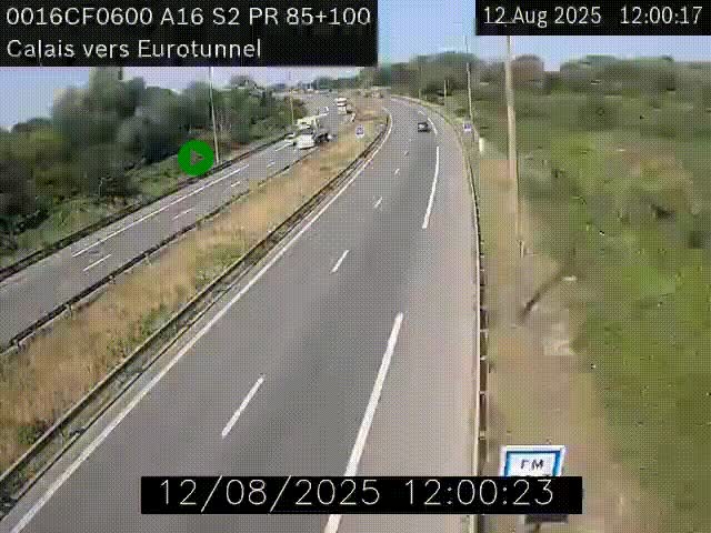 Webcam A16 à Calais en direction du Tunnel sous la Manche (Eurotunnel)