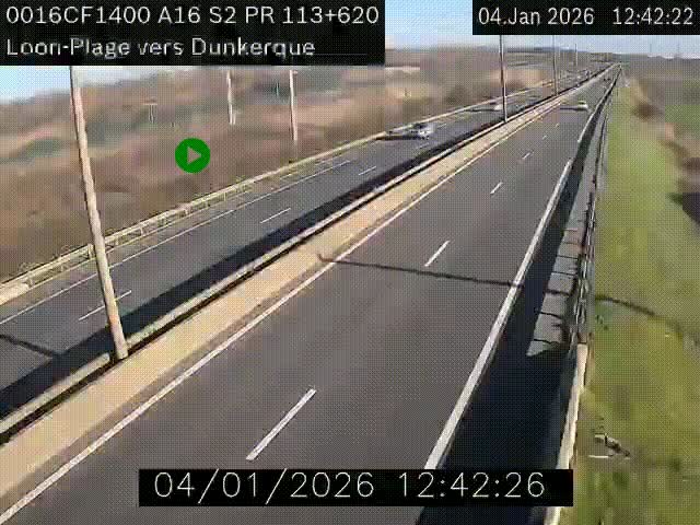 Webcam autoroute A16 à hauteur de Loon-Plage. Vue orientée vers Dunkerque et la Belgique.