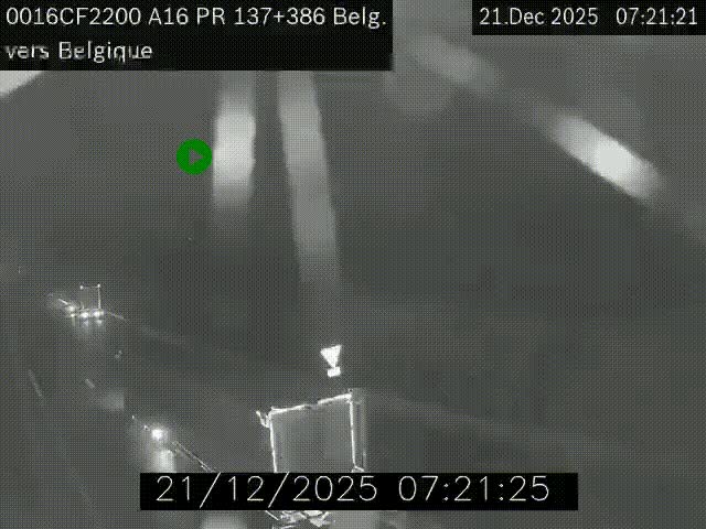 Webcam à la frontière franco-belge au niveau de Bray-Dunes/De-Panne sur l'autoroute A16. Vue orientée vers la Belgique