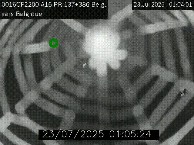 Webcam à la frontière franco-belge au niveau de Bray-Dunes/De-Panne sur l'autoroute A16. Vue orientée vers la Belgique