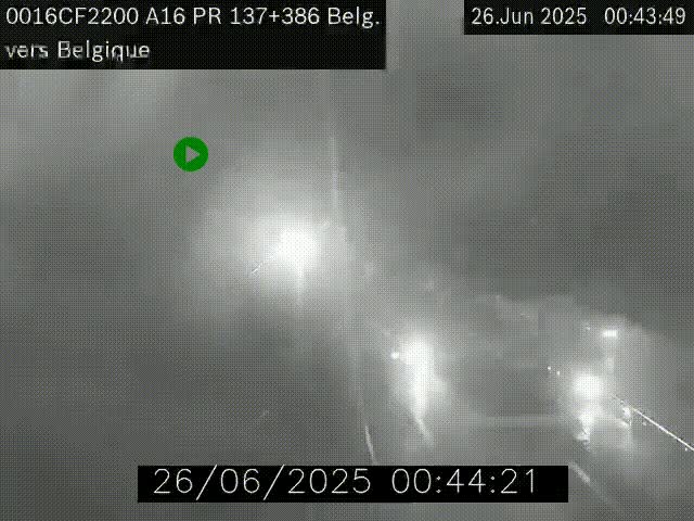 Webcam à la frontière franco-belge au niveau de Bray-Dunes/De-Panne sur l'autoroute A16. Vue orientée vers la Belgique