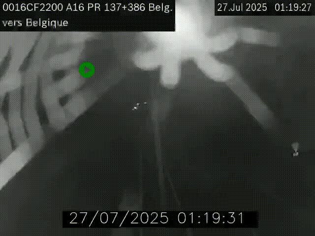 Webcam à la frontière franco-belge au niveau de Bray-Dunes/De-Panne sur l'autoroute A16. Vue orientée vers la Belgique