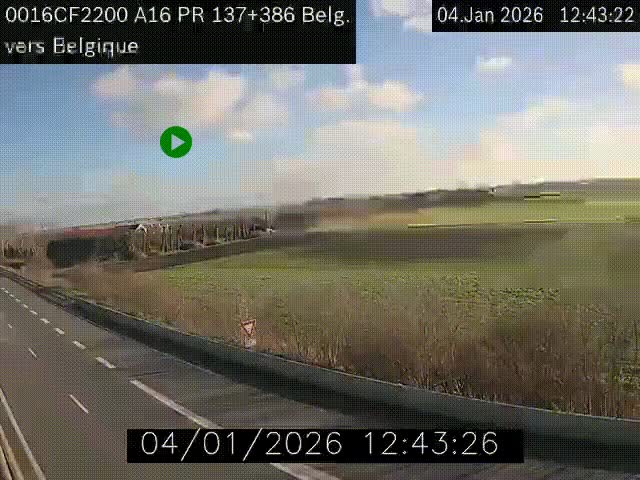 Webcam à la frontière franco-belge au niveau de Bray-Dunes/De-Panne sur l'autoroute A16. Vue orientée vers la Belgique
