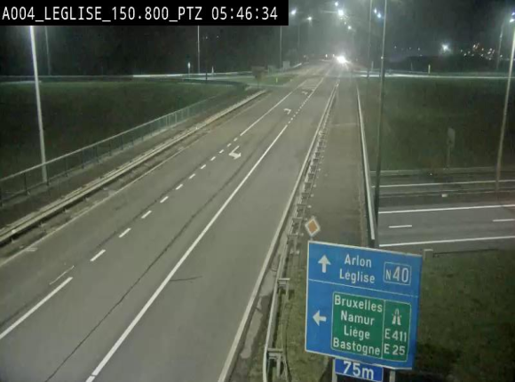 Webcam au-dessus de l'E411 sur la N40. Vue orientée vers Léglise en provenance de Neufchâteau