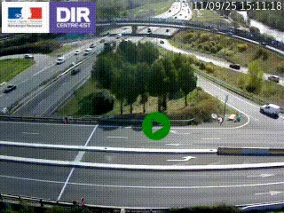 Webcam traffic à Grenoble-sud sur l'autoroute A480. Vue orientée vers l'entrée et la sortie de Grenoble