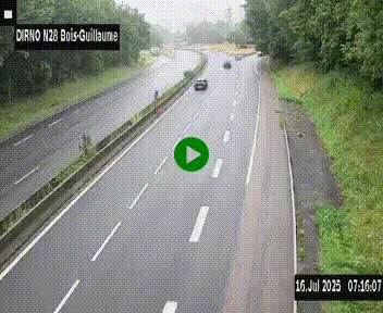 Webcam routière à hauteur de Bois-Guillaume en périphérie de Rouen. Vue orientée vers Rouen