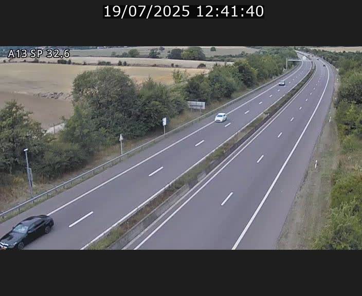 Webcam info trafic A13 à hauteur de Mondorf-les-bains. Vue orientée vers Altwies