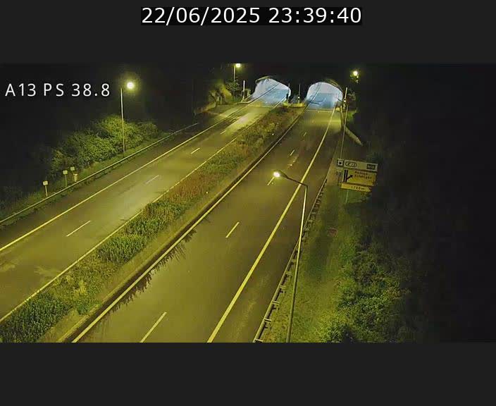 Webcam autoroute A13 à l'entrée ouest du tunnel Markusbierg à Schengen. Vue orientée vers Mondorf-les-Bains