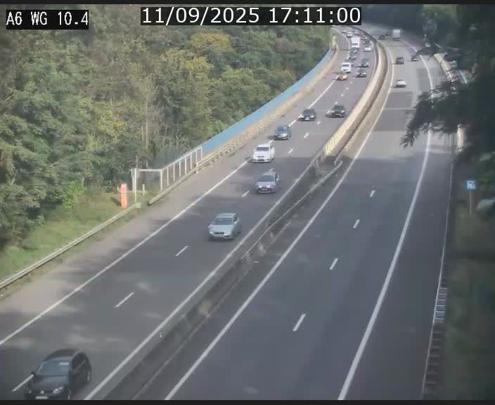 Traffic live webcam Luxembourg Mamer - A6 - BK 10.4 - direction Luxembourg/France/Allemagne