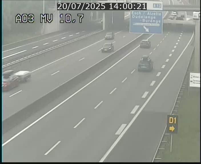 Traffic live webcam Luxembourg Croix de Bettembourg - A3 - BK 10.7 - direction France
