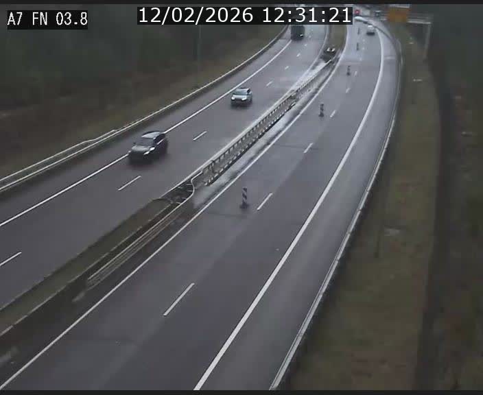 Caméra autoroute Luxembourg A7 - Passage à gibier Rëngelbour - direction Tunnel Stafelter