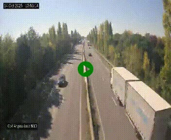Webcam routière à la fin de la N10, en périphérique ouest d'Angouleme, proche de la jonction avec l'A10
