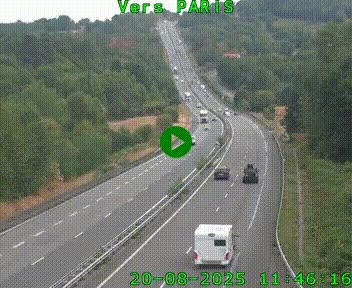 Caméra routière sur l'autoroute A20 à Bessines-sur-Gartempe. Vue orientée vers Paris