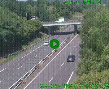Caméra routière sur l'autoroute A20 au nord de Limoges, à la jonction avec la N520. Vue orientée vers Paris