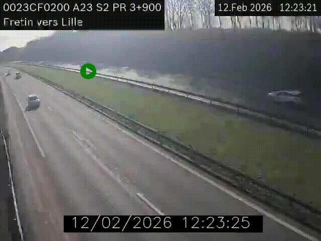 Webcam autoroute A23 à hauteur de Fretin. Vue orientée vers Lille