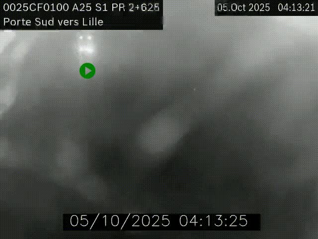 Webcam autoroute A25 sur le périphérique de Lille à hauteur de Lille-Sud et la sortie 3 Faches-Thumesnil. Vue orientée vers Lille-Centre.
