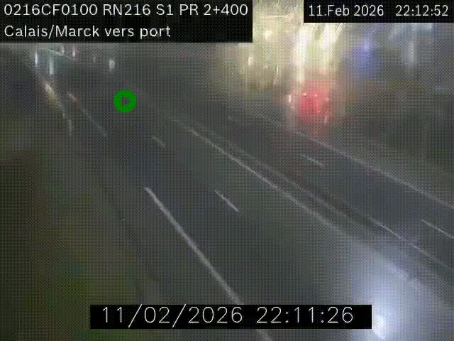 Webcam à Calais sur A216 (N216) en direction du port (harbour) de Calais.