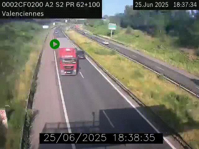Webcam autoroute A2 à Valenciennes. Vue orientée vers Maubeuge et Mons (Belgique)