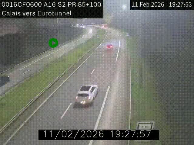 Webcam A16 à Calais en direction du Tunnel sous la Manche (Eurotunnel)