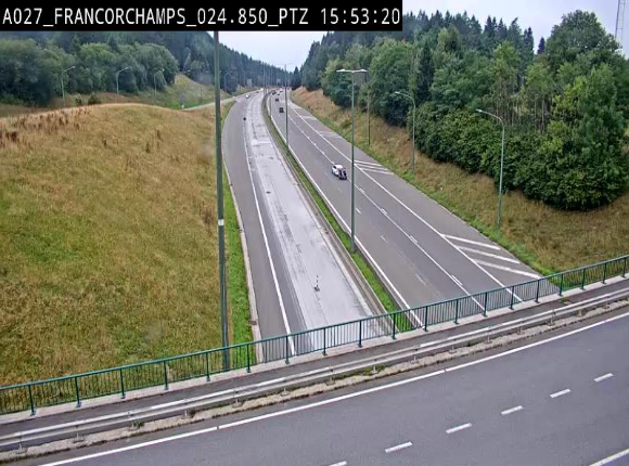 Webcam E42 (A27) dans les Ardennes à Francorchamps, à proximité du circuit de Spa. Vue orientée vers Liège