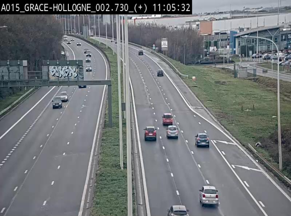 Webcam E42/A15 à Grâce-Hollogne, à proximité de la jonction avec l'A604. Vue orientée vers Namur