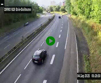 Webcam routière à hauteur de Bois-Guillaume en périphérie de Rouen. Vue orientée vers Rouen