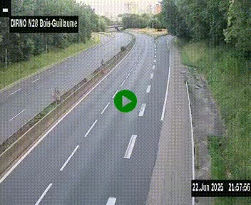 Webcam routière à hauteur de Bois-Guillaume en périphérie de Rouen. Vue orientée vers Rouen