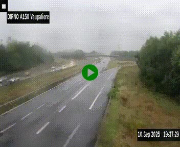 Webcam autoroute A150 à hauteur de La Vaupalière en périphérie de Rouen. Vue orientée vers Rouen