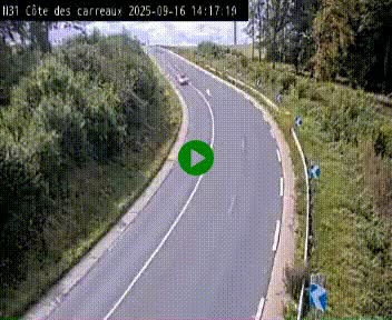 Webcam en haut de la Côte des Carreaux sur la N31 à Avesnes-en-Bray. Vue orientée vers Rouen