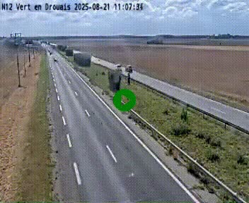 Webcam à hauteur de Vert-en-Drouais sur la N12, en périphérie de Dreux. Vue orientée vers Alençon
