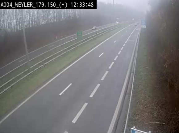 Webcam entre la sortie Arlon et la sortie Weyler sur l'E411. Vue orientée vers Luxembourg