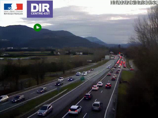 Caméra trafic à Meylan sur la Rocade-Sud de Grenoble en direction d'Aix-en-Provence